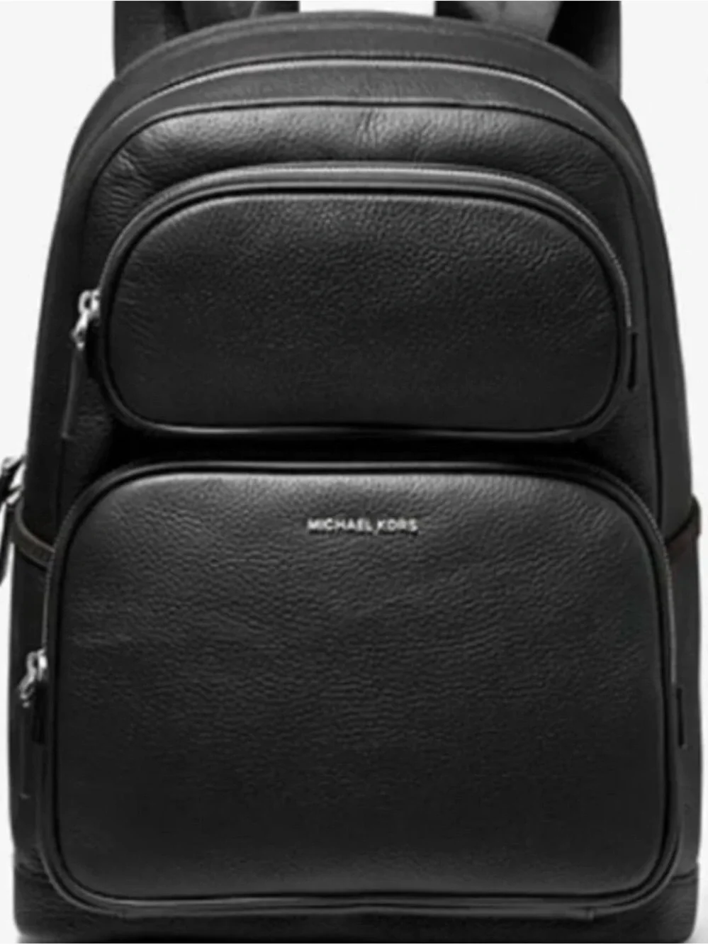 Michael Kors Men's Black Pebbled Leather Backpack Large Travel Laptop Bookbag BL